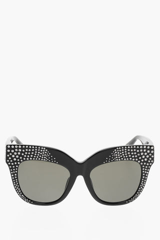 Oversized DUNAWAY Sunglasses with Decorative Rhinestones and Eyelet Details