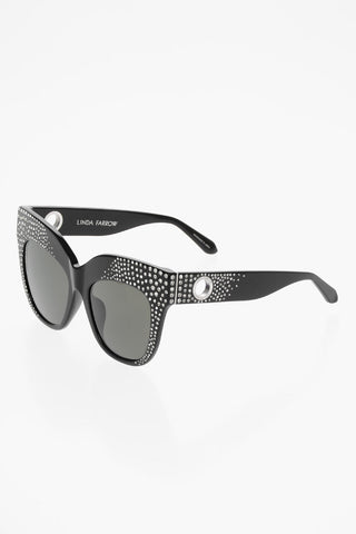 Oversized DUNAWAY Sunglasses with Decorative Rhinestones and Eyelet Details