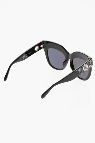 Oversized DUNAWAY Sunglasses with Decorative Rhinestones and Eyelet Details