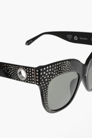 Oversized DUNAWAY Sunglasses with Decorative Rhinestones and Eyelet Details
