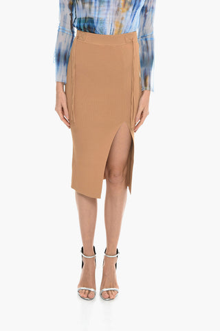 Ribbed ELENA Longuette with Maxi Slit on the Front