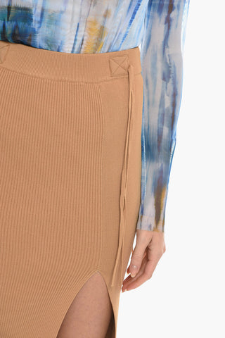Ribbed ELENA Longuette with Maxi Slit on the Front