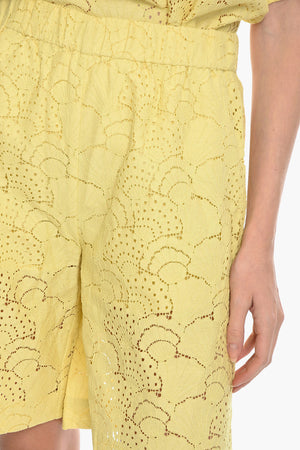Solid-Color Shorts KAREN with Perforated Pattern