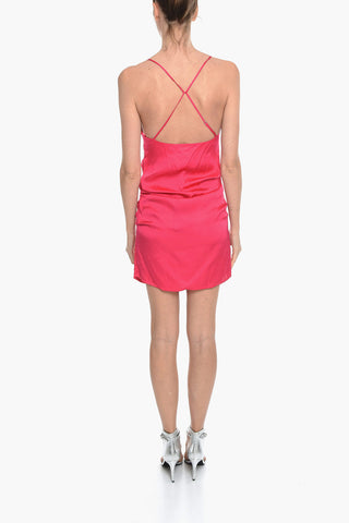 Satin ORLY Mini Dress With Crisscrossed Straps And Bare Backs