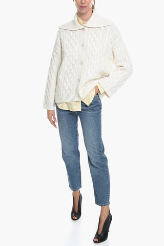 Wool Blend Cable-Knit KAYA Cardigan