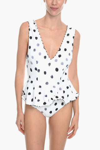 One Piece GRAMERCY Polka Dots Swimsuit with Ruffle