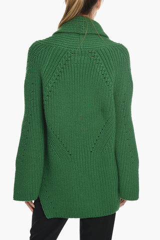 Double-breasted Wool Cardigan with Covered Buttons
