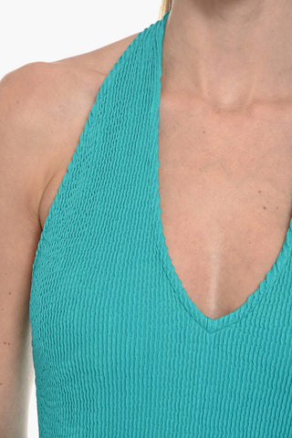 Crinkled One Piece Halterneck Swimsuit