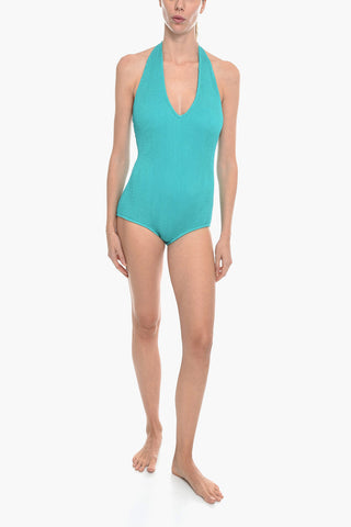 Crinkled One Piece Halterneck Swimsuit