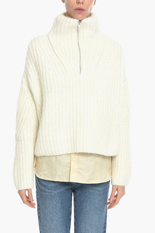 Maglia HANNAH a Coste in Misto Lana con Mezza Zip