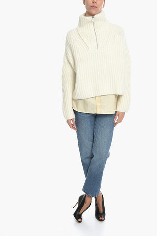 Maglia HANNAH a Coste in Misto Lana con Mezza Zip
