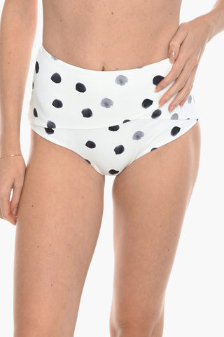 Polka Dots High Waist LEHI Bikini Bottom with decorative stitching details on the front