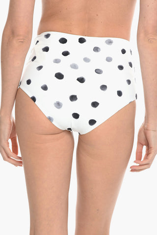 Polka Dots High Waist LEHI Bikini Bottom with decorative stitching details on the front