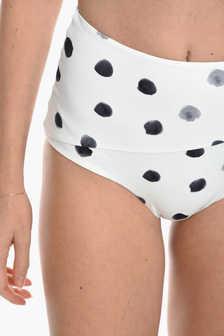 Polka Dots High Waist LEHI Bikini Bottom with decorative stitching details on the front