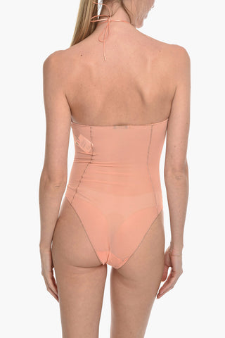 Transparent Bodysuit with Underwire and Glitter Details