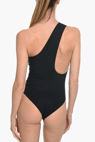 Solid Color One Shoulder Swimsuit