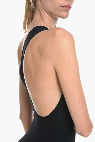 Solid Color One Shoulder Swimsuit