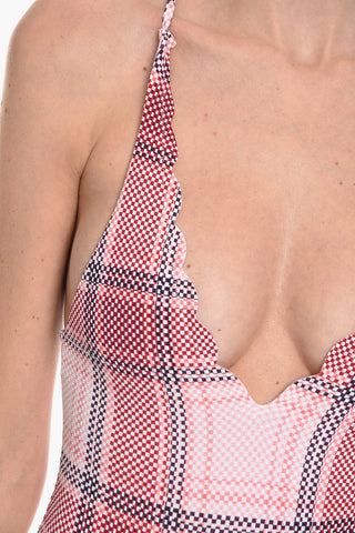 Scalloped Hem Reversible One Piece Swimsuit with Crisscrossing Straps