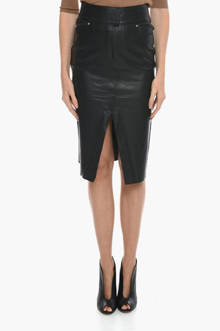 Leather EMMA Longuette with Front Slit