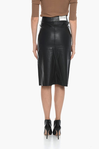 Leather EMMA Longuette with Front Slit
