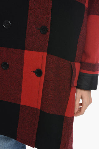 COUTURE! Oversized Double-Breasted Coat with Plaid Check Motif
