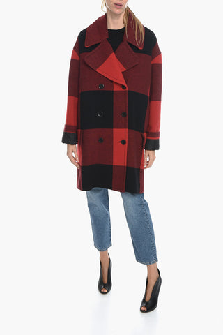 COUTURE! Oversized Double-Breasted Coat with Plaid Check Motif
