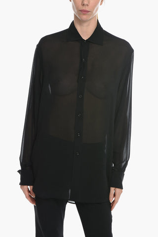 MM4 Camicia See Through in Seta con Polsini Doppi

