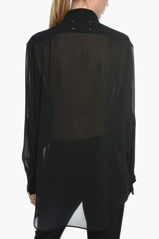 MM4 Camicia See Through in Seta con Polsini Doppi
