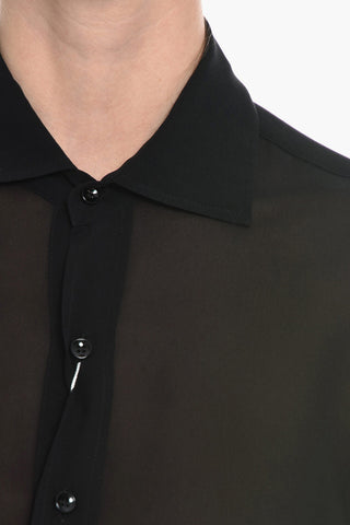 MM4 Camicia See Through in Seta con Polsini Doppi
