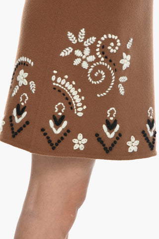 Wool and Cashmere Embroidered Miniskirt