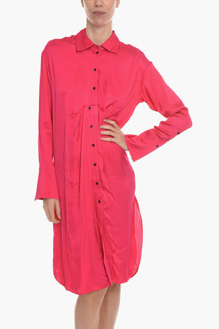 Satin BARBA Maxi Shirtdress with Ruffle Details