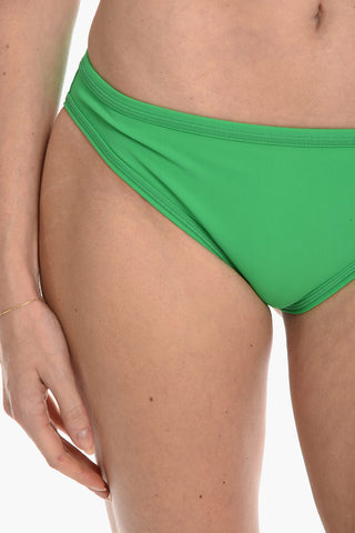 Solid Color One-Shoulder Bikini with Visible Stitching