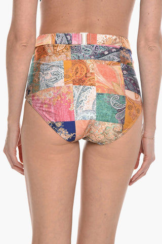 High-Waisted Patterned ANNEKE Bikini Bottom with Removable Belt