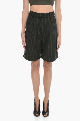 Pleated Wool Blend Shorts