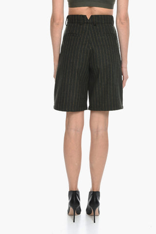 Pleated Wool Blend Shorts