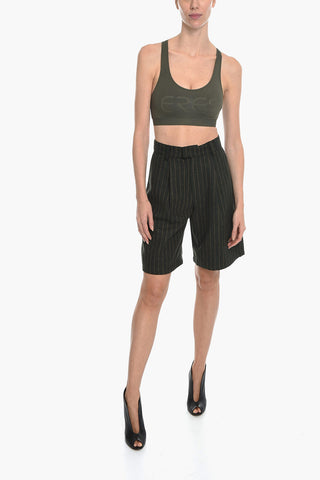 Pleated Wool Blend Shorts