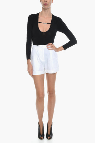 Cuffed Hem Single Pleated IVY Shorts