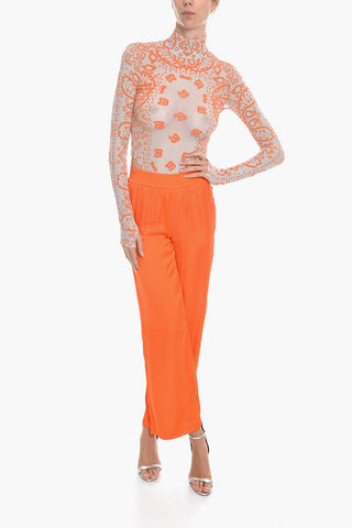 Velvet Motif Sheer Bodysuit