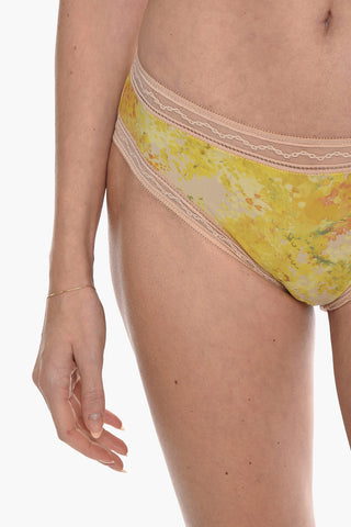 Patterned Silk Blend ABEILLE Briefs with Tulle Trims