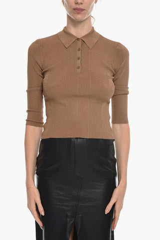 Ribbed PACEY Lightweight Sweater with Polo shirt Neck