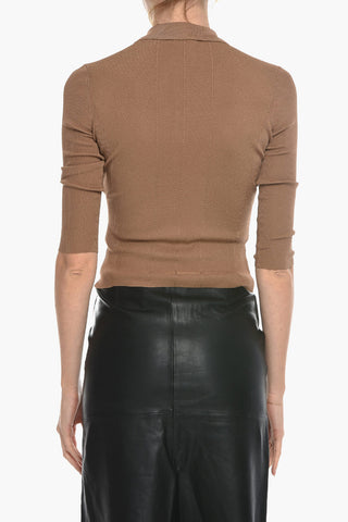 Ribbed PACEY Lightweight Sweater with Polo shirt Neck