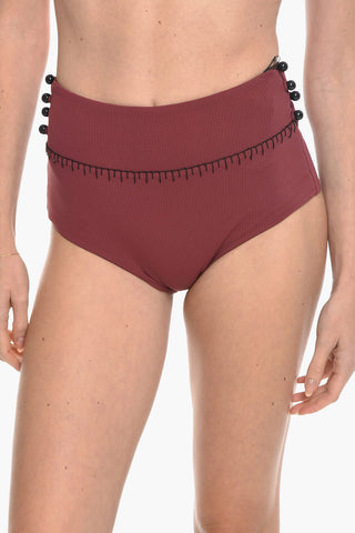 Slip Bikini SALENTO a Vita Alta con Bottoni Laterali