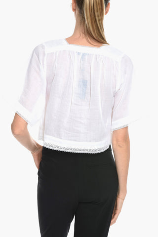 Semi-sheer CHARLOTTE Blouse with Lace Trims