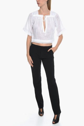 Semi-sheer CHARLOTTE Blouse with Lace Trims