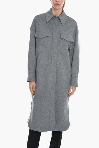 Single-Breasted Wool LINDA Coat with Utility Pockets