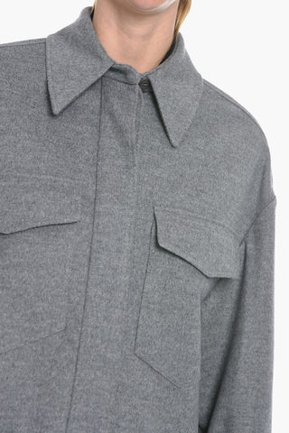 Single-Breasted Wool LINDA Coat with Utility Pockets