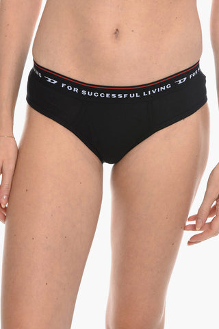 Set 3 Pairs of Stretch Cotton Briefs with Logoed Elastic Band