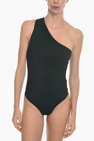 Solid Color One-Shoulder One Piece Swimsuit