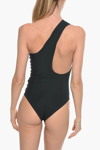 Solid Color One-Shoulder One Piece Swimsuit