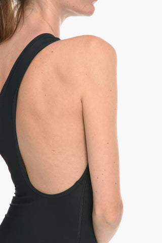 Solid Color One-Shoulder One Piece Swimsuit